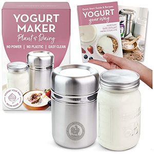 Stainless Steel Yogurt Maker With 1 Quart Glass Jar