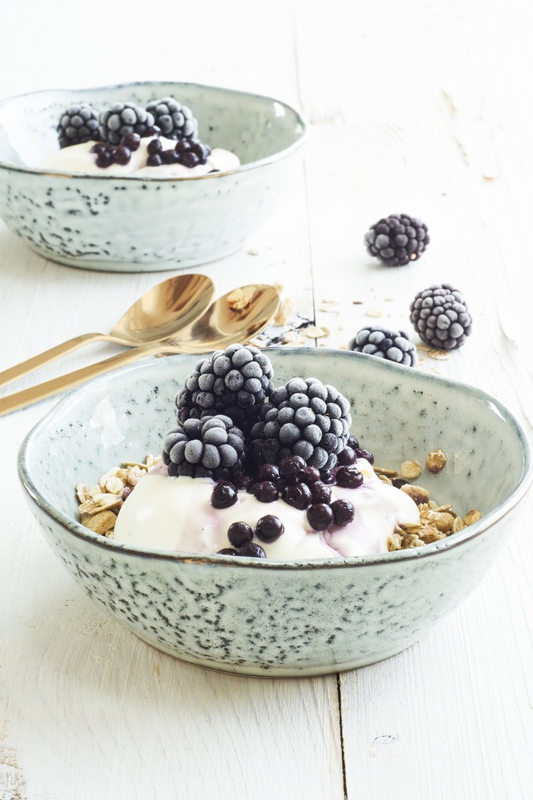 Blackberry Frozen Yogurt with Granola Recipe